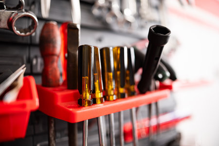Garage Wall-Mounted Tool Organizer With Auto Mechanic Screwdriver Set
