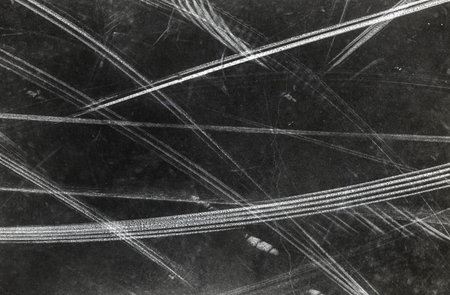 Chalk Lines Drawn On A Black Textured Background Like A School Chalkboardの写真素材