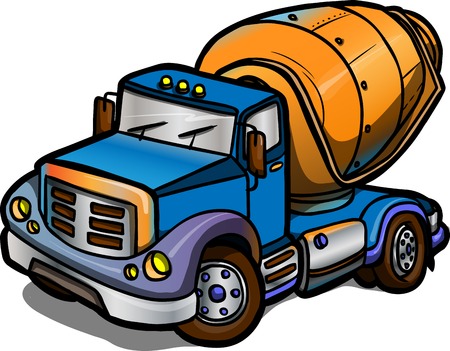 Illustration of a Cartoon concrete mixer  Isolated  Coloredのイラスト素材