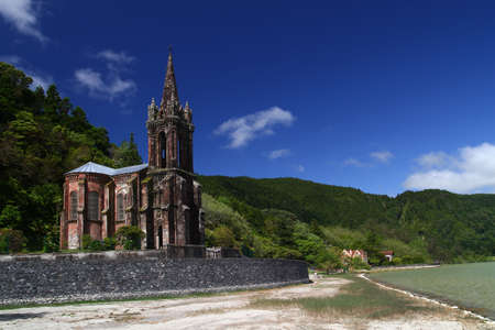 Sao Miguel Island, Chapel Nossa senhora das vitorias on the Furnas lakeの写真素材
