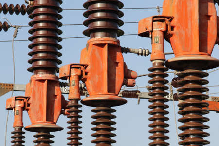 Red and brown high voltage isolation with ceramic bodyの写真素材