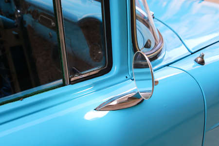 Detail of Blue oldtimer car in Havanaの写真素材