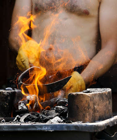 Fire in blacksmith forgeの写真素材