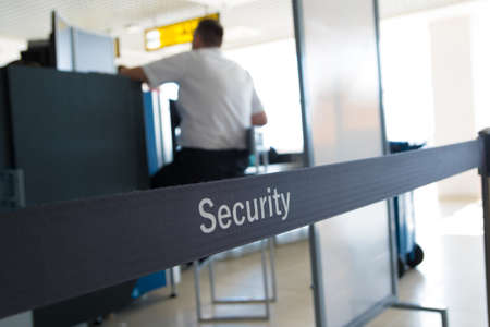 Security check of  luggage and  passengers in airportの写真素材
