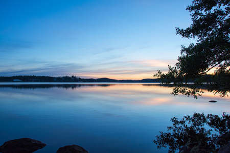 Lake in Finland, just before sunrise.の写真素材