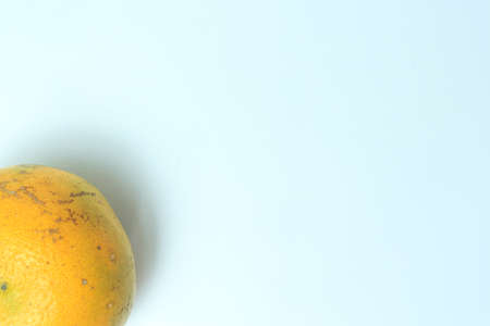 Orange fruit on a white background. Top view. Copy space.の写真素材