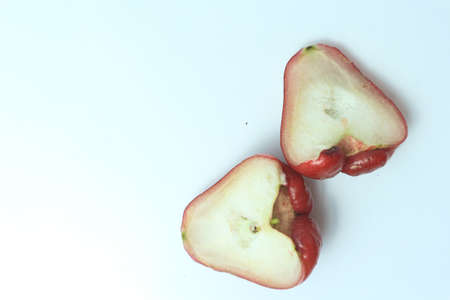Rose apple on white background. Red rose apple on white background.の写真素材