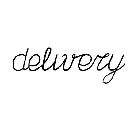 Delivery hand drawn lettering. Post service illustration. Hand written inscription for postal office or company. Isolated textの写真素材