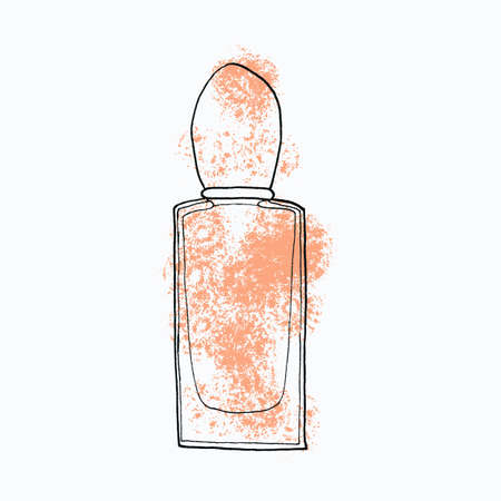 Perfume bottle sketch illustration. Isolated perfume. . Print for shirts, wallpaper, poster cards gift voucherの写真素材