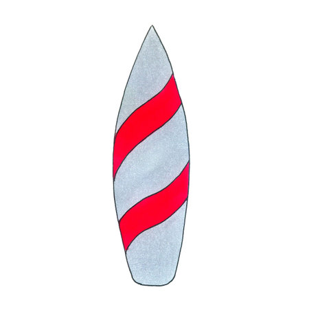 Surfboard handdraw flat material design object. Isolated illustration on white background.の写真素材