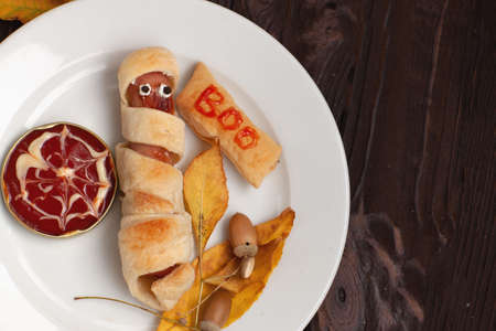 Pumpkin Rice Ball Jack O Lanterns for Halloween partの写真素材