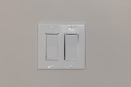 double white light switch on white wall