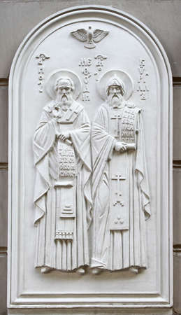 Monument of Saints Cyril and Methodius, Ukraineの写真素材