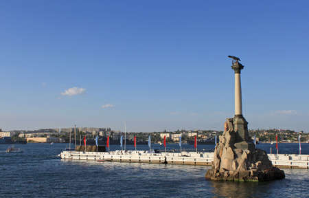 The Sunken Ships Monument, symbol of Sevastopol, Crimea, Ukraineの写真素材
