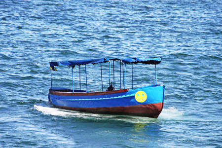 Little blue boat in Sevastopol, Crimea, Ukraine