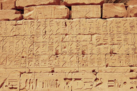 Old egypt hieroglyphs from Karnak temple in Luxorの写真素材