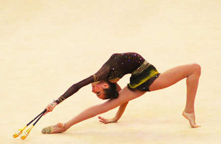 KYIV, UKRAINE - MARCH 18: Victoria Mazur (Ukraine) performs at Deriugina Cup (Rhythmic Gymnastics World Cup) on March 18, 2012 in Kyiv, Ukraine のeditorial素材