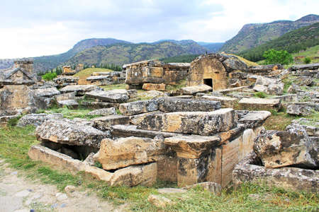 Northern Necropolis - sarcophagus in Pamukkale  ancient Hierapolis , Anatolia, Turkeyの写真素材
