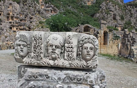 Faces from ancient city Myra, Turkeyの写真素材
