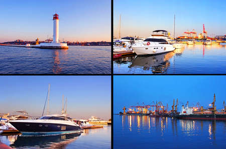 Odessa port in the evening, Ukraineの写真素材