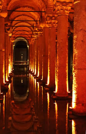 Turkey. Istanbul. Underground basilica cistern. Byzantine water reservoir build by Emperor Justinianusのeditorial素材