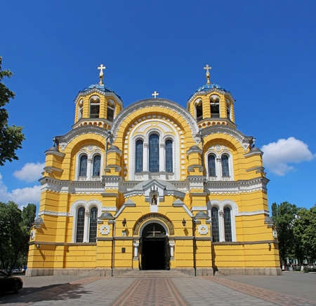 Old christian cathedral temple of Saint Vladimir in Kiev, Ukraineの写真素材