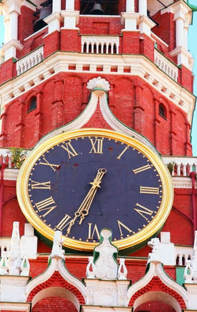 Kremlin chiming clock of the Spasskaya Tower  Moscow  Russia