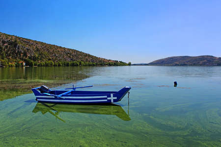 Small blue boat, Greeceの写真素材