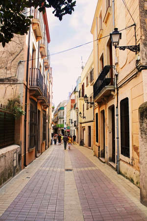 Street at european village Tossa de Mar in Tossa de Mar, Costa Brava, Spainのeditorial素材