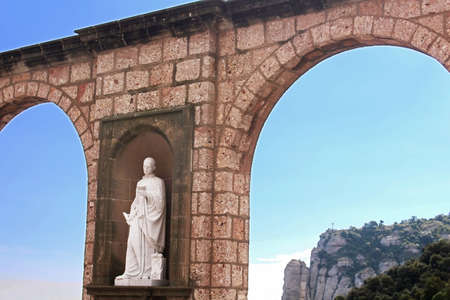 Sculptures in the cloister Montserrat Monastery, Tarragona province, Spainの写真素材