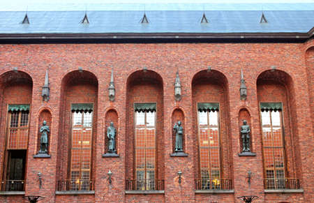Architectural details of the building of a City Hall, Stockholm, Swedenの写真素材