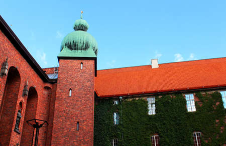 Tower of the building of a City Hall, Stockholm, Swedenの写真素材