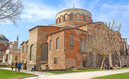 Saint Irina church placed in the territory of Topkapi palace and Hagia Sophia on the left side, Istanbul, Turkeyのeditorial素材