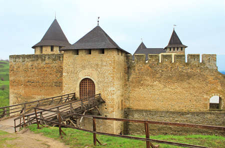 Khotyn castle on Dniester riverside, Ukraineのeditorial素材