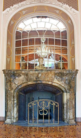 Fireplace and mirror in House of Scientists  a former national casino until 1939 built byのeditorial素材