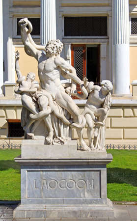 Sculptural group Laokoon in front of archaeological Museum ,Odessa, Ukraine. The statue of Laocoon and his Sons, also called the Laocoon Group Laocoon was strangled by sea snakes with his two sonsのeditorial素材