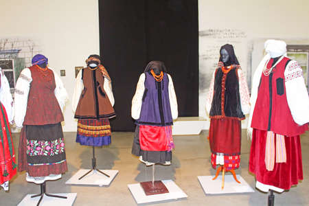 5 Feb.- 1 March 2015 at cultural complex "Art Arsenal" held inter-museum art project "Windows" in which 100 exhibited Ukrainian clothing of Ukraine in Kyiv, Ukraineのeditorial素材
