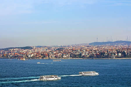 Istanbul Coast, Asian side and Maiden tower, view from Topkapi palace, Turkeyの写真素材