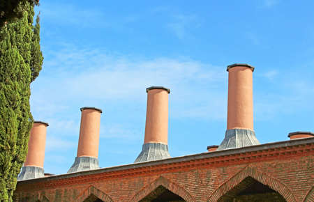 Chimneys on Sultan's kitchen at Topkapi palace in Istanbul, Turkeyのeditorial素材