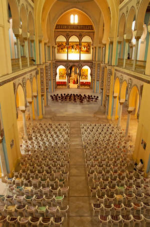 Interior of Saint Louis Cathedral (Carthage), Tunisia. Since 1993 the cathedral is known as the...
