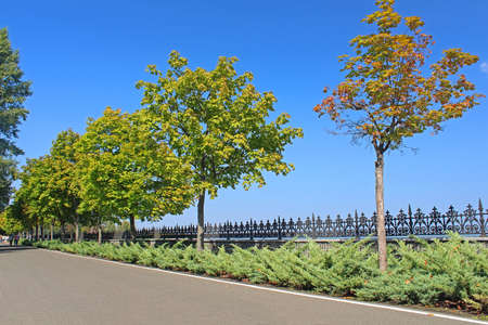 Promenade near the Kyiv Sea in Mezhyhirya - former residence of ex-president Yanukovich, now open to the public, Kyiv region, Ukraineのeditorial素材