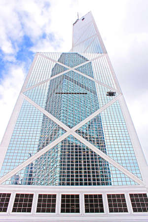 HONG KONG - MAY 15, 2014:  Bank of China tower in Hong Kong. 367 meters "BOC" one of the tallest in Hong Kong seen as violation of feng shui principles to locals.のeditorial素材