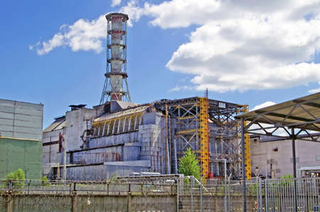 Chernobyl Nuclear Power Plant on the river Pripyat' in Chornobyl (Chernobyl), Ukraineの写真素材