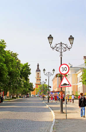 The centre of Kamianets-Podilskyi city in the morning. Kamianets-Podilskyi was first mentioned in...