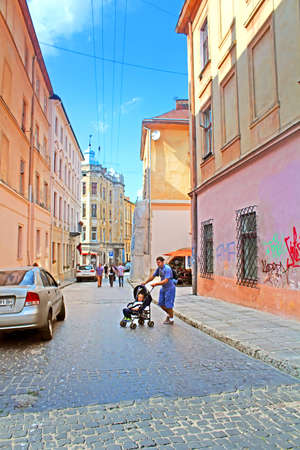 Old street in Lvivのeditorial素材