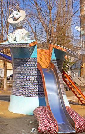 The children's Alice in Wonderland playground in Picturesque Alley by sculptor Konstantin Skretutskiyのeditorial素材