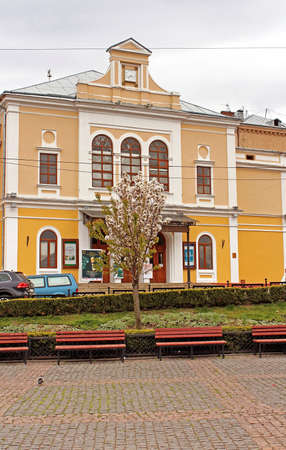 The view of Philharmonic hall from the Philharmonic square, where tourists and locals like to feed the pigeonsのeditorial素材