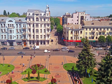 View of Soborna square and former hotel "Savoy" (1912), now it is the hotel "Ukraine", Vinnytsia, Ukraineのeditorial素材