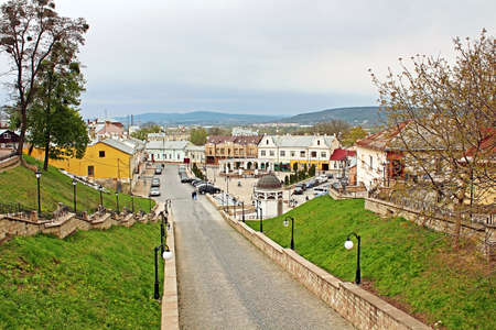 Turkish street and Saint Maria square (forner Turkish square) in Chernivtsi, Ukraineの写真素材
