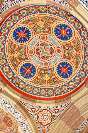 Beautiful patterns on the ceiling in the church of  Chernivtsi University, Western Ukraine, Europeのeditorial素材